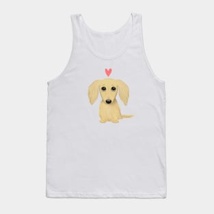 Cute Dog | Longhaired Cream Dachshund with Heart Tank Top